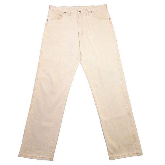 Vintage Wrangler Jeans Mens 38x34 Beige 31MWZ Denim Cowboy Cut Relaxed USA - Picture 2 of 8